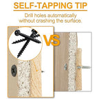 KURUI Drywall Screws Assortment Kit, #6 Black Wood Screws for Sheetrock,165pcs Picture Hanging Kit for Frame Painting Art Photo, Phillips Coarse Dry Wall Screw 4 Sizes 1",1-1/4",1-5/8",2"