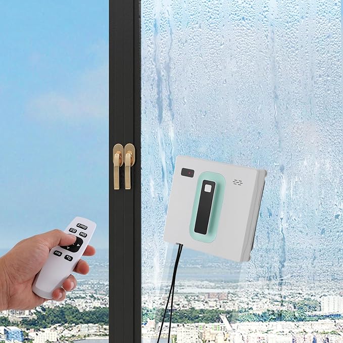 Automatic Window Cleaner 2500Pa Suction Window Cleaner Robot with Dual Spray Design and Remote Control 3 Path Modes Window Cleaning Machine for Windows, Tiles 322.92-538.2ft²Cleaning Area (White)