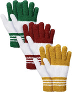 Patelai 3 Pairs Microfiber Plant Dusting Gloves Leaf Cleaning Gloves for Indoor Plants, Blinds, Furniture, House (Red,Green,Yellow,Large)