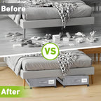 YAASHEEN Under Bed Storage with Wheels, 4-Pack Under the Bed Storage Containers with Clear Lids & Label, Underbed Storage Bins, XXL 60L Rolling Metal Drawer for Clothes, Shoes, Toys, Books - Gray