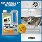 CLR Brands® Clog Preventer Clear Pipes and Drains Monthly Drain Build Up Remover, Helps Degrade Sources of Clogs to Keep Drains Flowing Smoothly, Safe on All Pipes and Drains - 80 Ounce Bottle