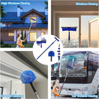 26FT+ Professional Window Cleaning Kit,High Reach Duster Kit,Spider Web Duster,with 20 ft Telescopic Pole 2 in 1 Window Cleaning Squeegee Kit for Outdoor & Indoor Cleaning
