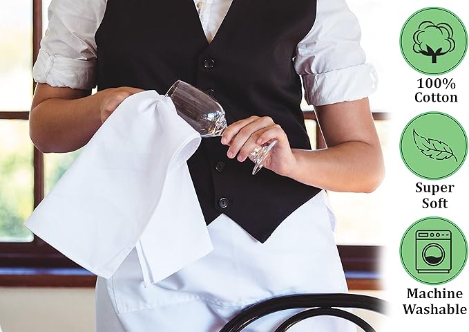 RUVANTI Flour Sack Towels 12 Pack 28 x 28 Inches, Ring Spun 100% Cotton Dish Towel, Machine Washable, Absorbent - Flour Sack Kitchen Towels for Drying and Cleaning - White