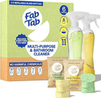 Fab Tab Tablet Cleaner, Multi-Purpose & Bathrom Cleaner for Eco-Concious Cleaning, Non Harmful & Chemical-Free Formula, Convenient Refills with 2 Glass Bottles, Luxury Hotel Scent (6 Refill Tablets)