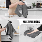 Homaxy Premium Kitchen Towels(18”x 28”, 6 Pack), Large Cotton Kitchen Hand Towels, Flat and Terry Dish Towels, 380 GSM Highly Absorbent Tea Towel Set with Hanging Loop, Black