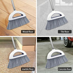 Angle Broom for Hardwood Floors - Soft Bristled Kitchen Broom, Indoor & Office Use (Off White)
