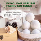 New Zealand Wool Dryer Balls | 7-Pack in Handmade Basket | Speed Up Drying & Reduce Wrinkles | Natural Reusable Fabric Softener