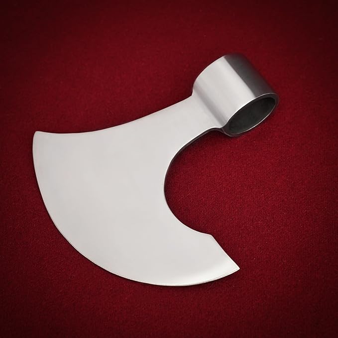 Mythrojan Viking Axe Head Medieval Head with Highly Polished Carbon Steel Axe for Historical Reenactments, Renaissance Costumes, LARP, SCA - 7.5 inch, Silver