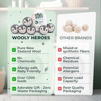 No More Dryer Sheets! Reusable Wool Dryer Balls XL 6-Pack - Reduces Static, Cuts Dry Time, & Softens Naturally