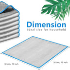 Glass Polishing Cloth Streak Free Miracle Microfiber Cleaning Cloth Lint Free Cleaning Rags for Glasses Kitchen Dish Mirrors Easy Clean, Pack of 6, 12" x 12", Sliver-Blue