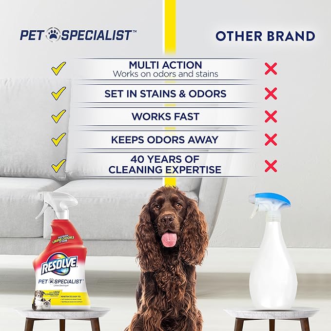 Resolve Pet Specialist Urine Destroyer Spray – Pet Stain & Odor Remover, Carpet Cleaner Solution for Cat and Dog Urine, 22 Fl Oz