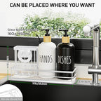 Moforoco Kitchen Dish Soap Dispenser Set, 16OZ Glass Bottle, Hand and Dish Soap Dispenser Set, Instant Dry Tray, Non-Slip Silicone Pad, Brush Holder with Smiley Face Sponge Holder, Kitchen Decor