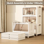 Jalove 90Gal Large Storage Bins with lids, 360QT Plastic Stackable Storage Containers with Wheels, Collapsible Closet Organizer and Storage Drawers,Clothes Organization for Cabinet Home, 3Pack White