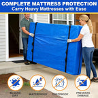 TICONN Mattress Bags for Moving, Heavy Duty Full Mattress Cover Storage Bag with Full-Around Handle and Adjustable Buckles (Blue, Full)