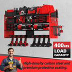 Power Tool Organizer Wall Mount with 8-Drill Holders-400Lbs Load Heavy Duty Metal 4-Layers Garage Storage & Organization Battery Tools Rack with Side Panels Utility Racks Workshop Gifts for Men