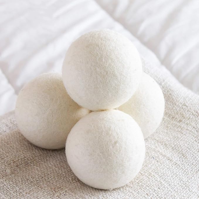 Heritage Park Wool Dryer Balls - 100% New Zealand Wool Handmade, Reusable Dryer Balls for Laundry - Decrease Drying Time - Set of 6 with Storage Bag