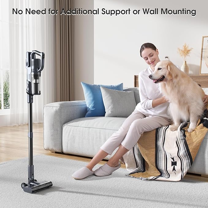 35,000pa Cordless Vacuum Cleaner, Max 50 Minutes, Lightweight Cordless Cleaners for Home, Stick and Handheld Vacuum for Carpets, Hard Floor, Pet Hair, Cars (Black)