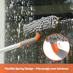 Eazer 89'' Squeegee Window Cleaner 2 in 1 Rotatable Window Cleaning Tool Kit with Extension Pole, Window Washing Equipment with Bendable Head for Indoor/Outdoor Window and Car Glass