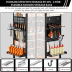 Heavy-Duty Power Tool Organizer with Charging Station,Premium Thickened Wood Panels,Tool Organizer 5 Layers + 5 Side Hooks Lntegrated Design Tool Organizers and Storage