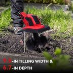 Cordless Tiller Cultivator, 360RPM Electric Garden Tiller with 2×3.0AH Batteries & 1.5A Fast Charger, Battery Powered Garden Cultivator, 9.5In Tilling Width & 6.7In Depth Garden Rototiller