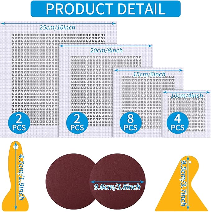 Drywall Repair Kit 20 Pack Aluminum Wall Repair Patch Kit, 2/4/6/8 inch Fiber Mesh Over Galvanized Plate, Dry Wall Hole Repair Patch Metal Patch with Extended Self-Adhesive Mesh (20 Pcs)