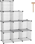 C&AHOME Wire Cube Storage, 9 - Cube Organizer Metal C Grids, Modular Shelves Units, Closet Organizer, Ideal for Home, Office, Living Room, 36.6”L x 12.4”W x 48.4”H, Silver Gray UWCS3009G