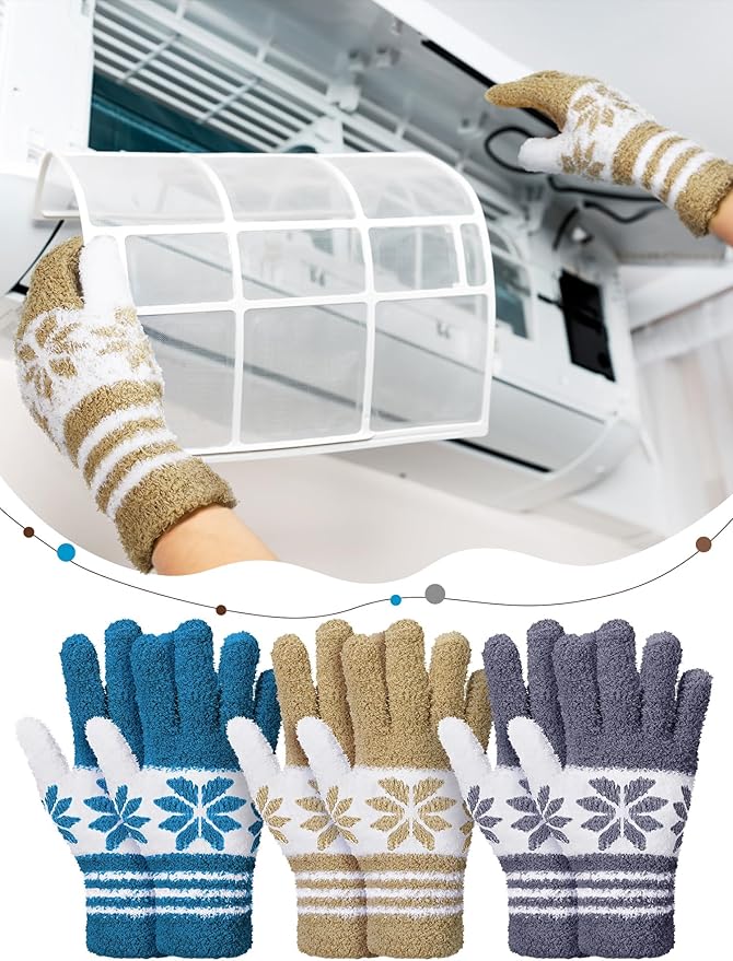 Patelai 3 Pairs Microfiber Plant Dusting Gloves Leaf Cleaning Gloves for Indoor Plants, Blinds, Furniture, House (Gray,Dark Blue,Khaki,White,Large)
