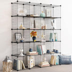 TUMUCUTE Wire Storage Cubes, Metal Storage Shelves Bookshelf, Stackable Modular Closet Organizer for Bedroom Living Room, Office, Black (20-Cube, Iron)