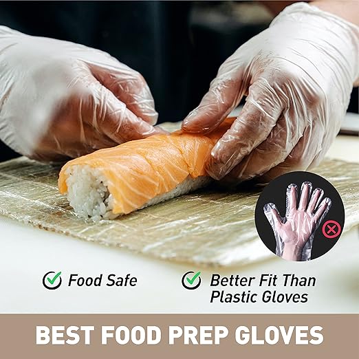 OKIAAS Disposable Gloves S, Bulk of 1000 Pcs|Latex and Powder-Free Clear Vinyl Gloves for Household, Food Handling, Lab Work and more, 10 Dispenser Boxes