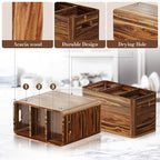 Yirilan Wooden Kitchen Utensil Holder for Counter, Acacia Wood Utensil Holder for Storage Cooking and Silverware with 3 Compartment, Rustic Wooden Organizer Container