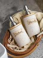 Kitchen Soap Dispenser Set, Ceramic Hand and Dish Soap Dispenser Set with Tray Collapsible Funnel, Hand Soap and Lotion Dispenser for Bathroom, White Bathroom Accessories