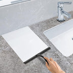 All-Purpose Stainless Steel Shower Squeegee for Shower Glass Door with Adhesive Hook, Bathroom Cleaner Tool Household Window Mirror Squeegee for Glass Doors, Cleaning Tile Wall, Car, 14 inch, Black