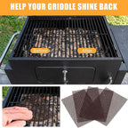 50 Pack Griddle 4x5.5'' Screen Grill Cleaning Screens Pre-treated Abrasive Mesh Pads for Flat Top Stainless Steel Griddle Cleaning Accessories Bundle