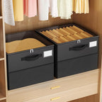 NestOrganix 2 Pack Shoe Organizer for Closet, Large Shoe Box Storage Containers, Foldable Shoe Storage Organizer Box Bin with Adjustable Dividers and Clear Cover, Space Saving Shoes Holder, Black