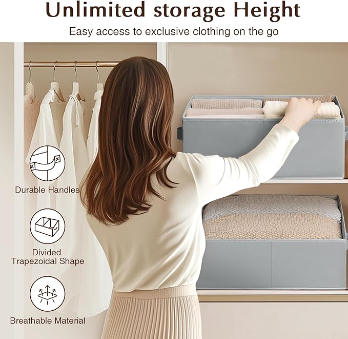 Storage Bins Cube Storage Organizer - 8 Pack Fabric Trapezoid Storage Cubes for Bins and Baskets for Shelves Collapsible Non-Separating Trapezoidal Flared Cube Organizer, Light Gray