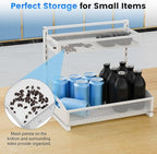 Metal Under Sink Organizer, Pull Out Cabinet Organizer Rack with Silk-Smooth Bottom Drawer, 5-Level Adjustable, Multi-Purpose Storage Shelf for Bathroom, Kitchen, Vanity, Pantry (2-Pack)