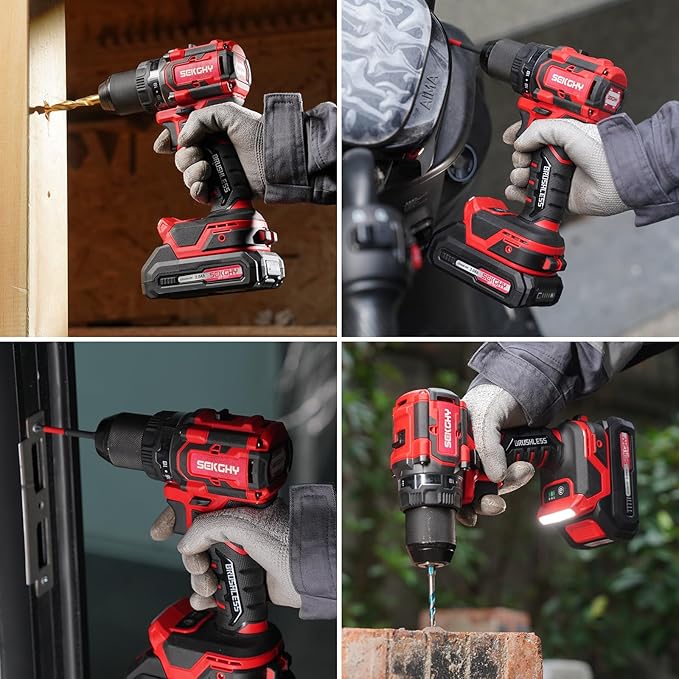 20V MAX Cordless Drill Driver Kit, 70Nm High Torque, LED Light, 26 Piece Accessory Set, 2 Batteries and Fast Charger for Wood Metal Drilling