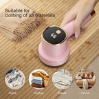 Fabric Shaver, Rechargeable Electric Lint Remover with LED Display, Lint Shaver, 6-Blade, 3-Speed Defuzzer Remove Fuzz, Pills for Clothes, Upholstery, Furniture, Pink