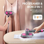 Newbealer 2In1 Pro Steam Station Iron, 1550W Turbo 3-level Steam & 3 Dry Heat Modes for Clothes, 30s Heat Up, 1.2L Detachable Tank, Auto-Off, Self Cleaning, Versatile for Home & Hotel (Ashpink)