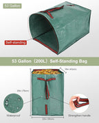 Leaf Rake Set: Adjustable Metal Leaf Rake with Expandable Head, 53 Gallon Reusable Collapsible Leaf Bag & Leaf Scoops Pick Up - Garden Leaf Collector Bag Holder Tools Lawn Yard Waste Cleaning