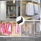 Tandefio Chrome Closet Rod 92 Inch with Oval Closet Rod 6 End Supports for Laundry Room Hanging Clothes Waterproof Shower for Curtains(Black)