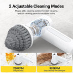 Electric Spin Scrubber, 3000 mAh Cordless Power With 8 Replaceable Heads, Dual Speed Lightweight Handheld for Cleaning Stove/Bowl/Sink/Corner/Tile/Grout (White)