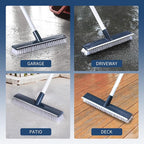 BOOMJOY Floor Scrub Brush with 57" Long Handle, 12" Wide Head, 2 in 1 Scrape and Brush, Stiff Bristle for Cleaning Bathroom, Patio, Kitchen, Tile, Wall and Deck