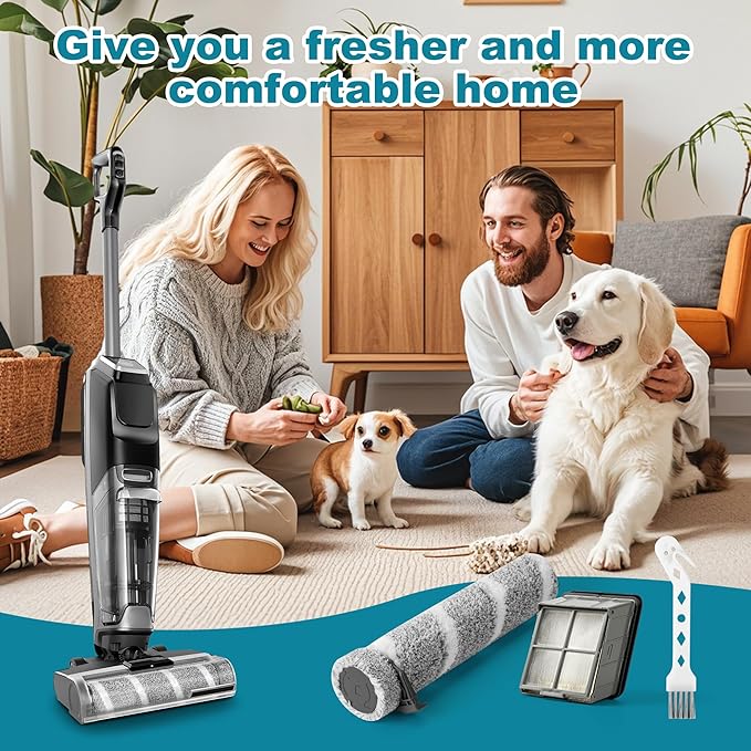 3930F 3933 3930 Brush Roll Filter Replacement Kit for Bissell CrossWave OmniForce Edge Cordless Multi-Surface Hard Floor Cleaner Wet Dry Vacuum, 2 HEPA Filters, 4 ZeroGap Brush Roll, 1 Cleaning brush