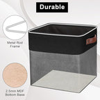 Collapsible Fabric Storage Cubes 11x11 Cube Storage Bins, 4 Pack Closet Baskets Box with Handles for Organizing, Shelf, Toys, Clothes, Home, Office, Nursery (Grey&Black)