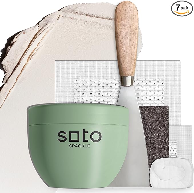 soto Large Hole Repair (Up to 4"), White Spackle, 7-Piece Kit (No. 07 in Situ White) - High Strength Hole Repair Kit for use on: Walls, Drywall, Ceiling, Furniture, Cabinets