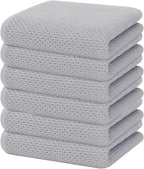 Homaxy 100% Cotton Waffle Weave Kitchen Dish Towels, Ultra Soft Absorbent Quick Drying Cleaning Towel, 13 x 28 Inches, 6-Pack, Light Gray