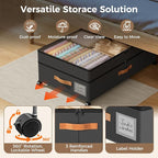 Under Bed Storage with Wheels, Large Capacity UnderBed Containers with Clear Lids, Shoe Organizer Under Bed Drawers, Rolling Under the Bed Storage for Clothes, Shoes, Blankets