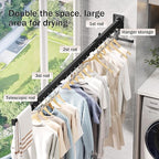 Wall Mounted Clothes Drying Rack - Retractable, Collapsible, Folding with Clips - Perfect for Laundry Room Organization