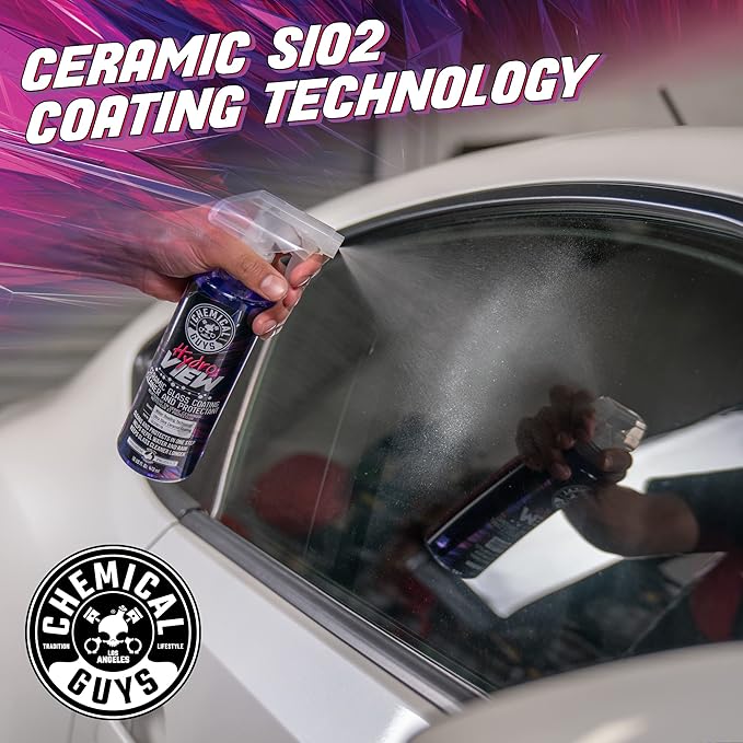 Chemical Guys CLD30116 HydroView Ceramic Glass Cleaner, Water Repellent & Protective Coating (Works on Glass, Windows, Mirrors, Navigation Screens & More; Car, Truck, SUV and Home Use), 16 fl oz